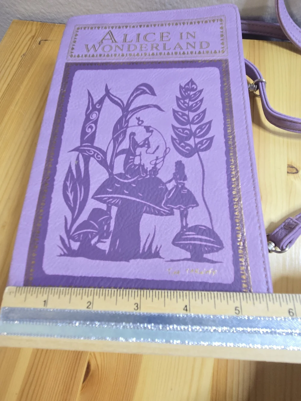 Alice in Wonderland Lavender Book-Shaped Crossbody Bag